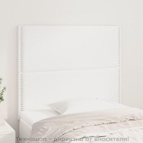 Табла за легло, бяла, 100x5x118/128 см, изкуствена кожа