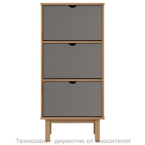 Шкаф за обувки OTTA с 3 чекмеджета, кафяво и сиво, бор масив
