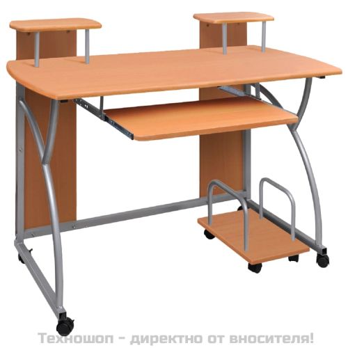 Компютърно бюро, кафяво, 110x52x88,5 см, инженерно дърво