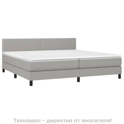 Боксспринг легло с матрак, светлосиво, 200x200 см, плат
