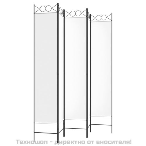 Параван за стая, 5 панела, бял, 200x200 см, текстил
