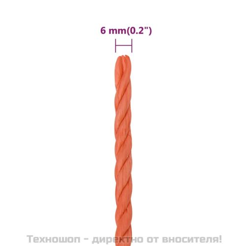 Работно въже оранжево 6 мм 100 м полипропилен