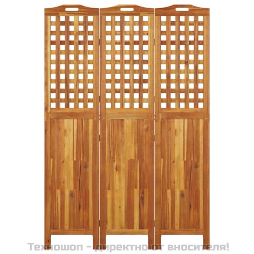 Параван за стая, 3 панела, 121,5x2x180 cм, акациево дърво масив