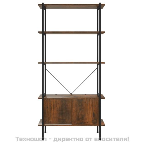 Стелаж на 5 нива с шкаф 80x40x163 см стомана и инженерно дърво
