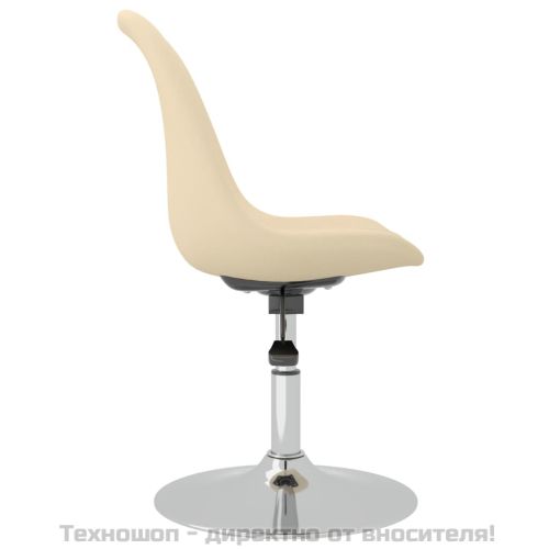 Въртящи се трапезни столове, 4 бр, кремави, текстил