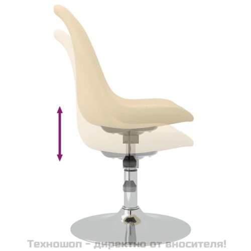 Въртящи се трапезни столове, 4 бр, кремави, текстил