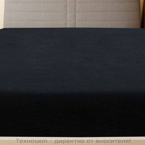 Чаршафи с ластик, 2 бр, черни, 140x200 см, памук
