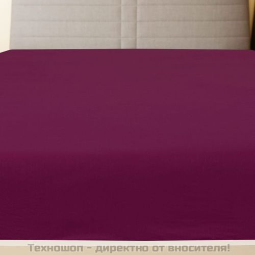 Чаршаф с ластик, бордо, 90x200 см, памук