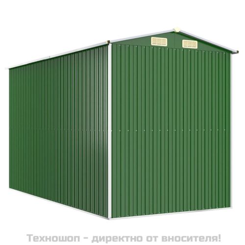 Градинска барака зелена 192x357x223 см поцинкована стомана