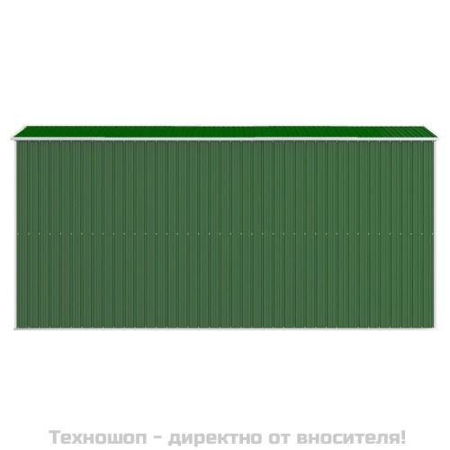 Градинска барака зелена 192x440x223 см поцинкована стомана