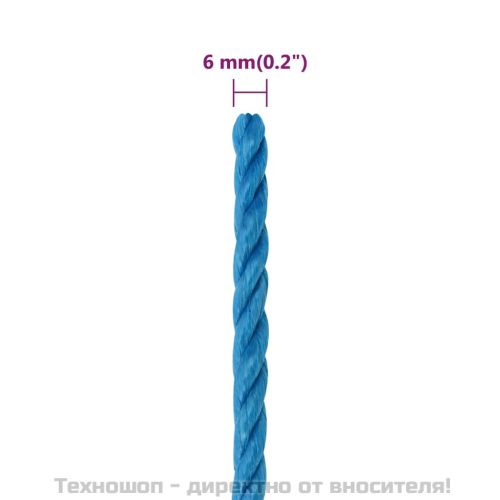 Работно въже синьо 6 мм 25 м полипропилен