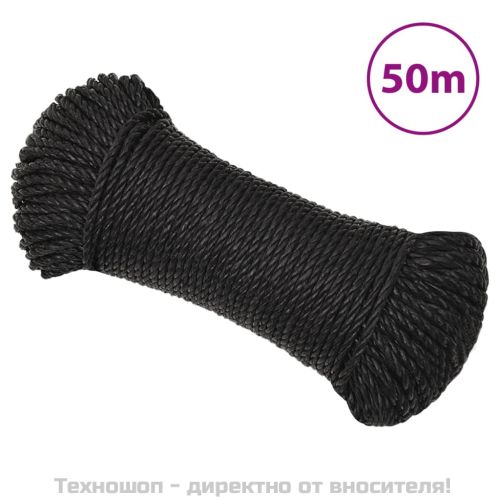 Работно въже черно 6 мм 50 м полипропилен