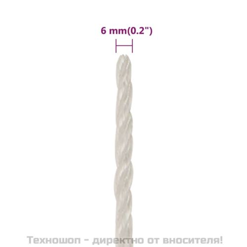 Работно въже бяло 6 мм 50 м полипропилен