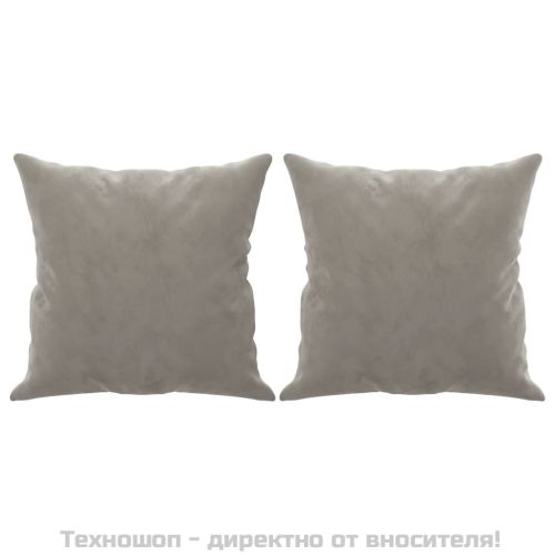 Декоративни възглавници, 2 бр, светлосиви, 40x40 см, кадифе