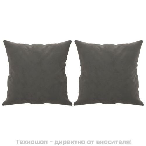 Декоративни възглавници, 2 бр, тъмносиви, 40x40 см, кадифе