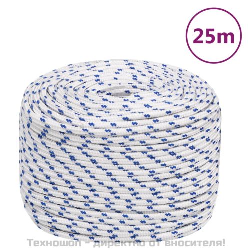 Въже за лодка бяло 6 мм 25 м полипропилен