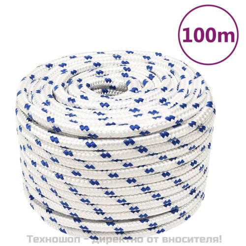 Въже за лодка бяло 14 мм 100 м полипропилен