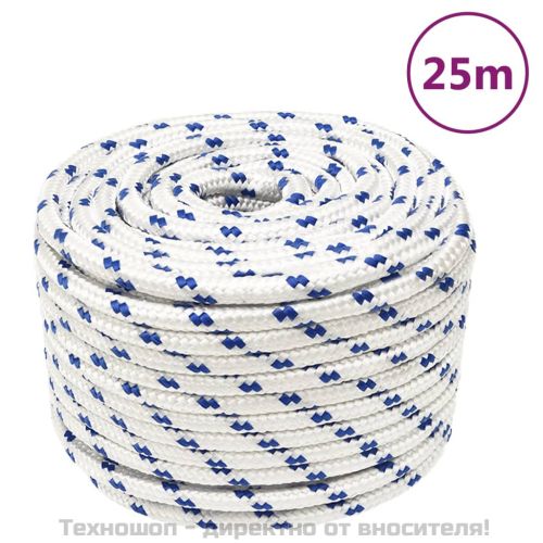 Въже за лодка бяло 12 мм 25 м полипропилен