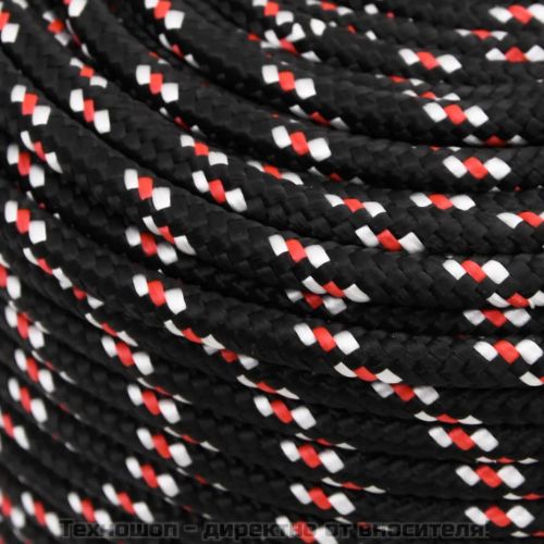 Въже за лодка черно 6 мм 50 м полипропилен