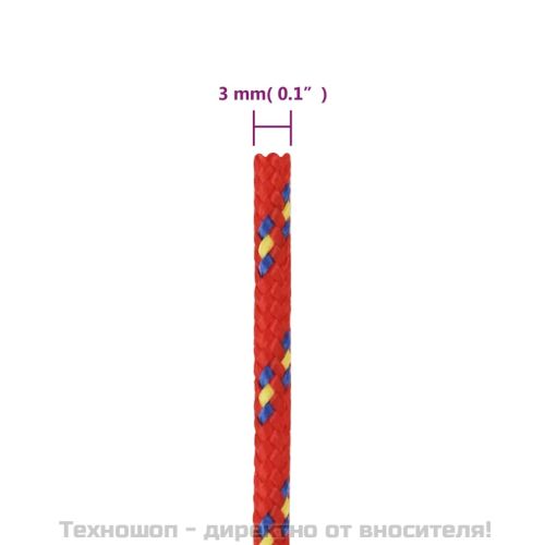 Въже за лодка Червено 3 мм 25 м полипропилен