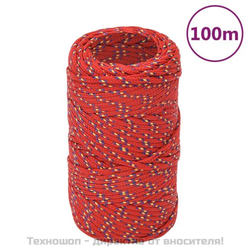 Въже за лодка Червено 2 мм 100 м полипропилен
