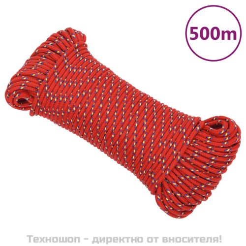 Въже за лодка Червено 3 мм 500 м полипропилен