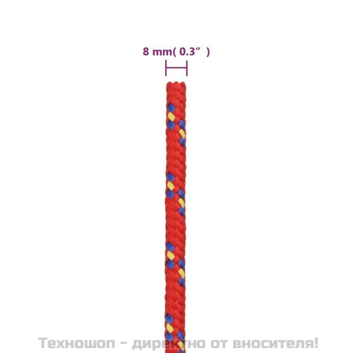 Въже за лодка Червено 8 мм 25 м полипропилен