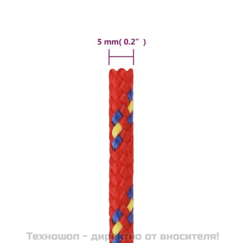 Въже за лодка Червено 5 мм 25 м полипропилен