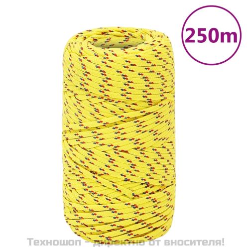Въже за лодка жълто 2 мм 250 м полипропилен