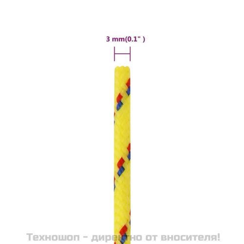 Въже за лодка жълто 3 мм 250 м полипропилен