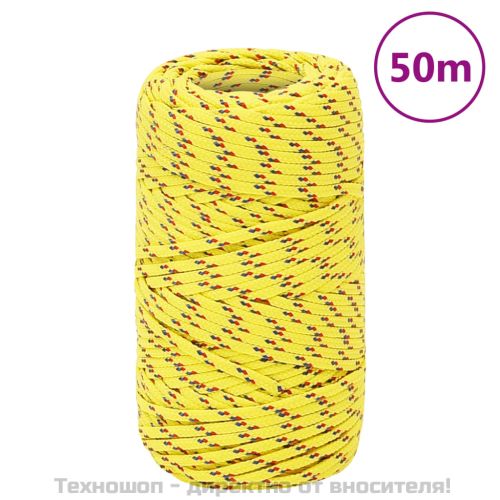 Въже за лодка жълто 2 мм 50 м полипропилен