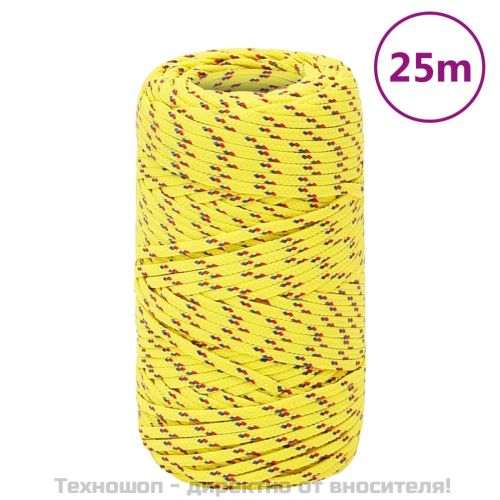 Въже за лодка жълто 2 мм 25 м полипропилен