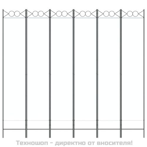 Параван за стая, 6 панела, бял, 240x220 см, текстил