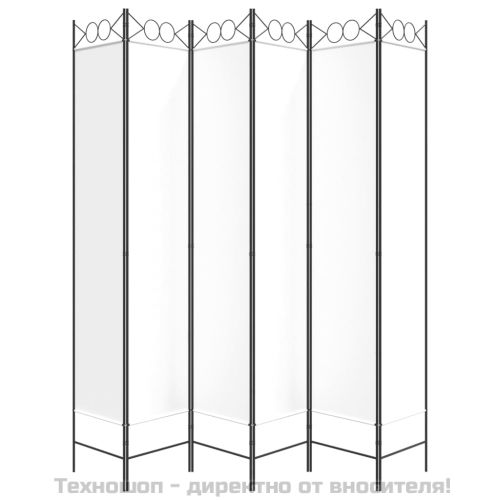 Параван за стая, 6 панела, бял, 240x220 см, текстил