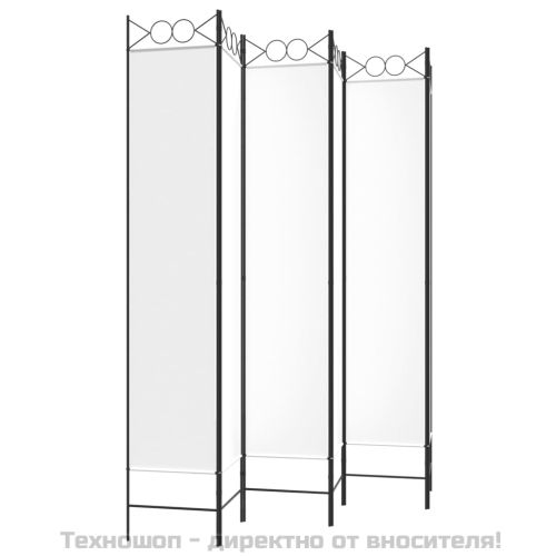 Параван за стая, 6 панела, бял, 240x220 см, текстил