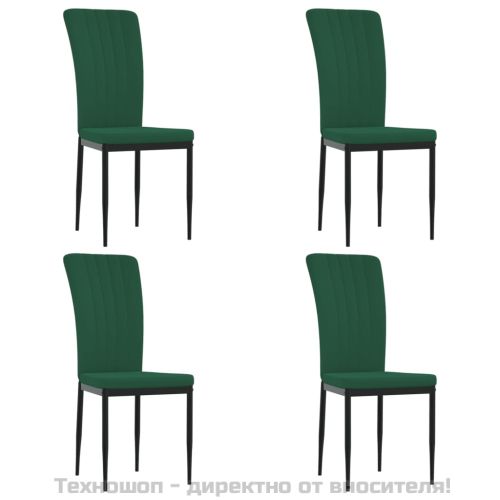 Трапезни столове, 4 бр, тъмнозелени, кадифе