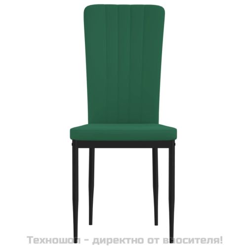 Трапезни столове, 4 бр, тъмнозелени, кадифе