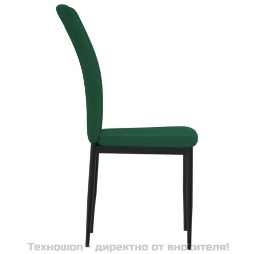 Трапезни столове, 4 бр, тъмнозелени, кадифе