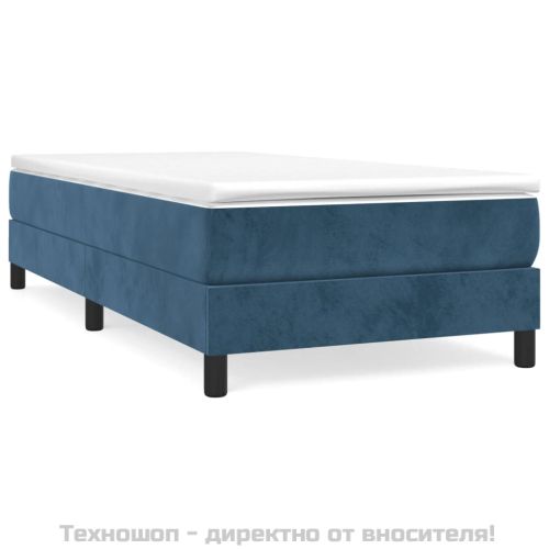 Боксспринг легло с матрак, тъмносиньо, 80x200 см, кадифе