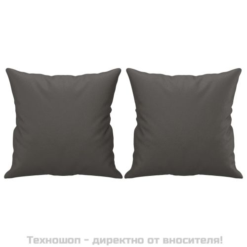 Декоративни възглавници, 2 бр, сиви, 40x40 см, изкуствена кожа