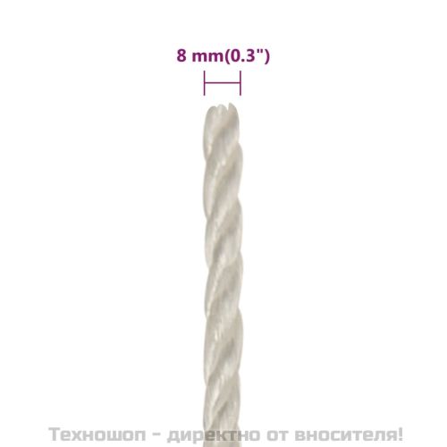 Работно въже бяло 8 мм 50 м полипропилен