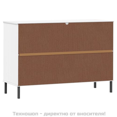 Бюфет с метални крака бял 113x40x77 см масивно дърво OSLO