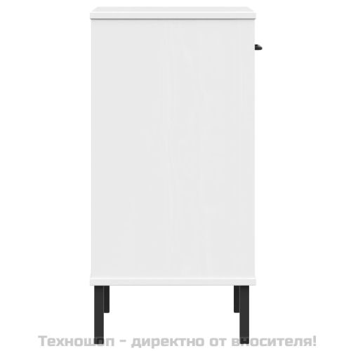 Конзолно шкафче с метални крака бяло бор масив OSLO