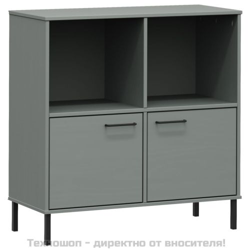 Библиотека с метални крака сива 90x35x90,5 см дърво масив OSLO