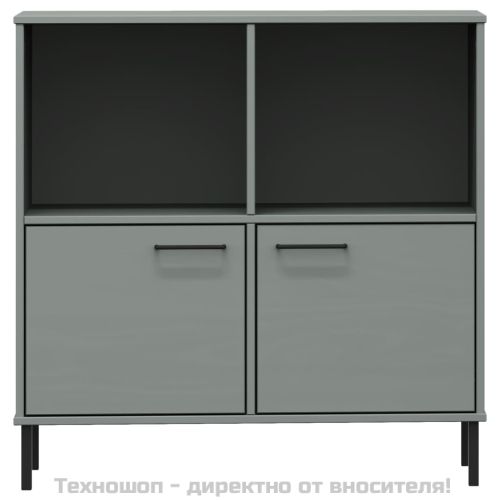 Библиотека с метални крака сива 90x35x90,5 см дърво масив OSLO
