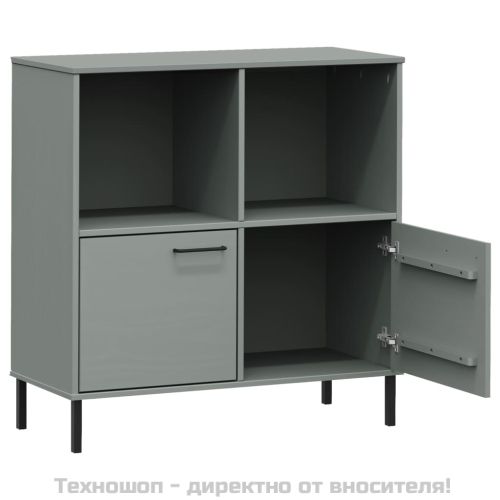 Библиотека с метални крака сива 90x35x90,5 см дърво масив OSLO