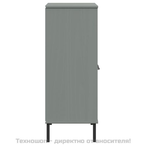 Библиотека с метални крака сива 90x35x90,5 см дърво масив OSLO