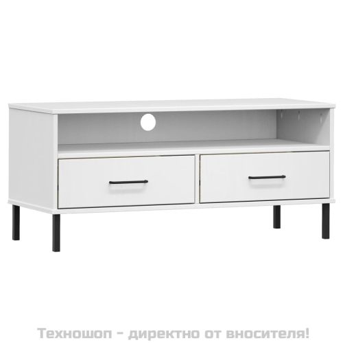 ТВ шкаф с метални крака бял бор масив OSLO