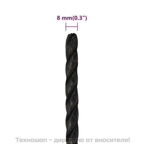 Работно въже черно 8 мм 50 м полипропилен