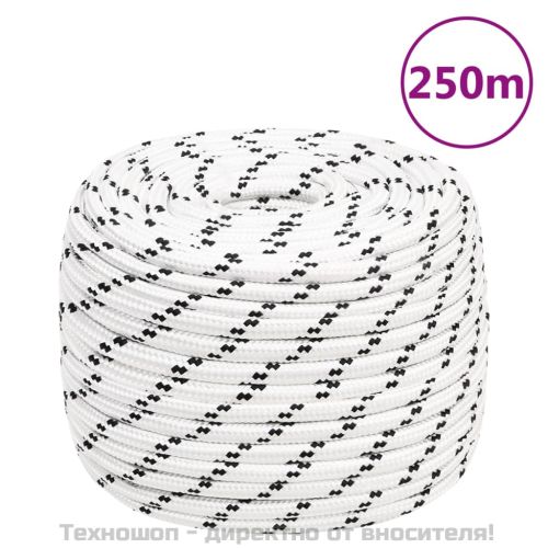 Плетено въже за лодка бяло 14 мм x 250 м полиестер
